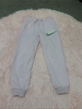 Nike Women Light Pink Joggers with Green Logo